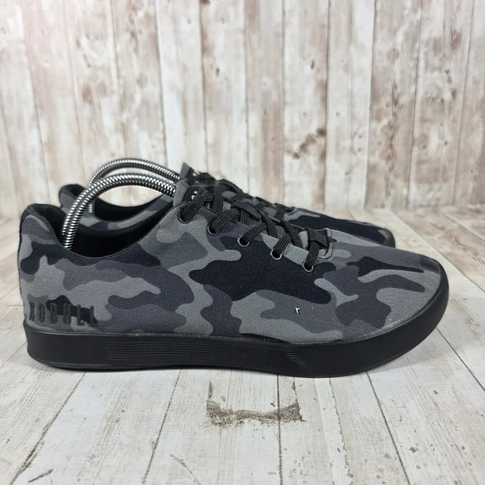 NOBULL Black Grey Camo Canvas Trainer Shoes Womens 11.5 Mens 10 Low Top Sneakers